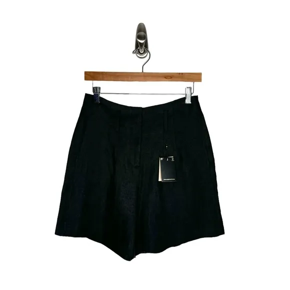 Massimo Dutti | NWT 100% Flax Linen Pleated Shorts in Black US 6