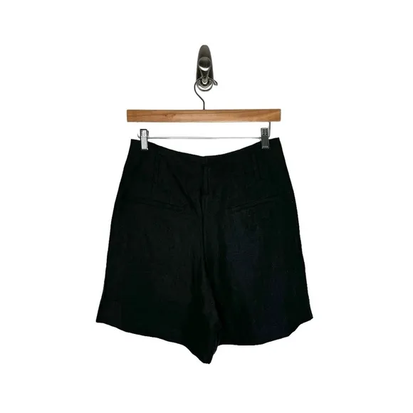 Massimo Dutti | NWT 100% Flax Linen Pleated Shorts in Black US 6