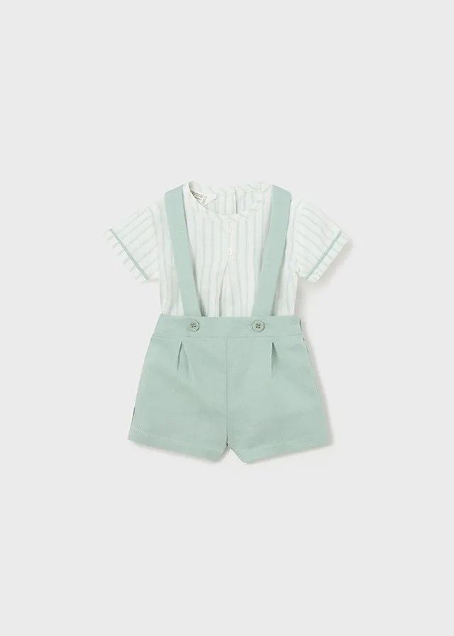 Mayoral 1217 Short Sleeve Shirt and Shorts with Braces In Stock Now