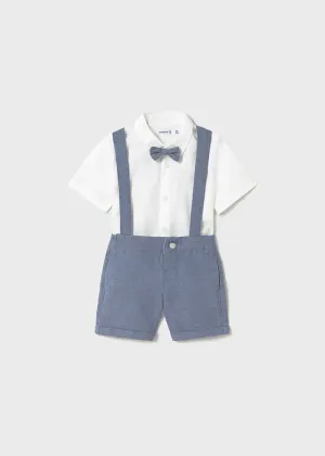 Mayoral 1250 White Shirt, Bow Tie and Blue Shorts In Stock Now