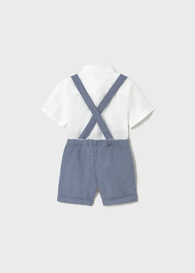 Mayoral 1250 White Shirt, Bow Tie and Blue Shorts In Stock Now