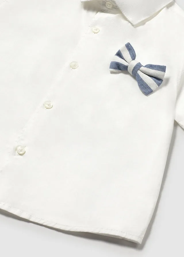 Mayoral 1250 White Shirt, Bow Tie and Stripe Shorts In Stock Now