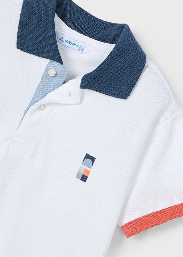 Mayoral 3106 Short Sleeve Polo Shirt and Mayoral 3218 Dark Denim Shorts In Stock Now