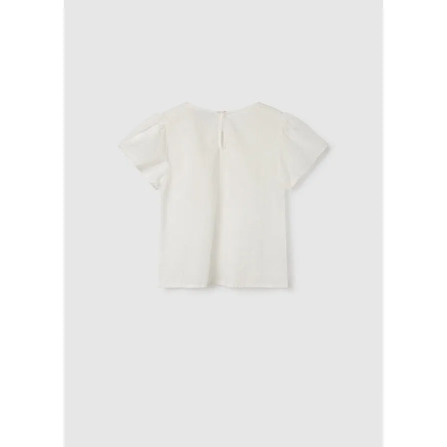 Mayoral White Short Sleeve Cotton Blouse