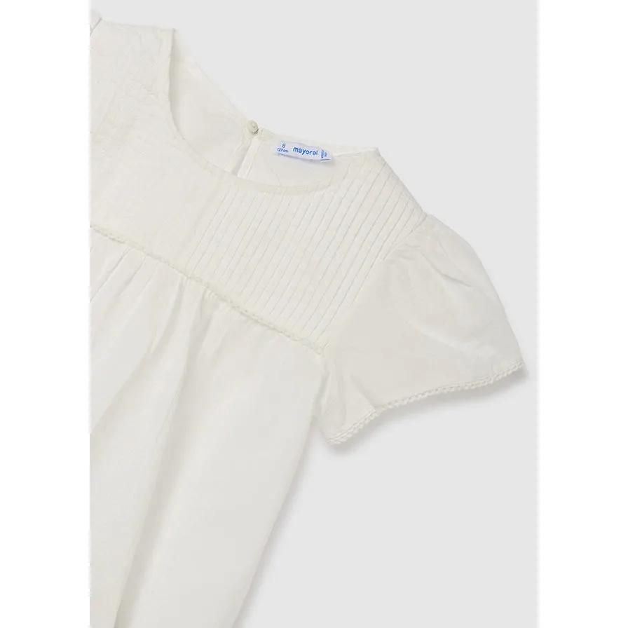 Mayoral White Short Sleeve Cotton Blouse
