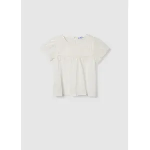 Mayoral White Short Sleeve Cotton Blouse