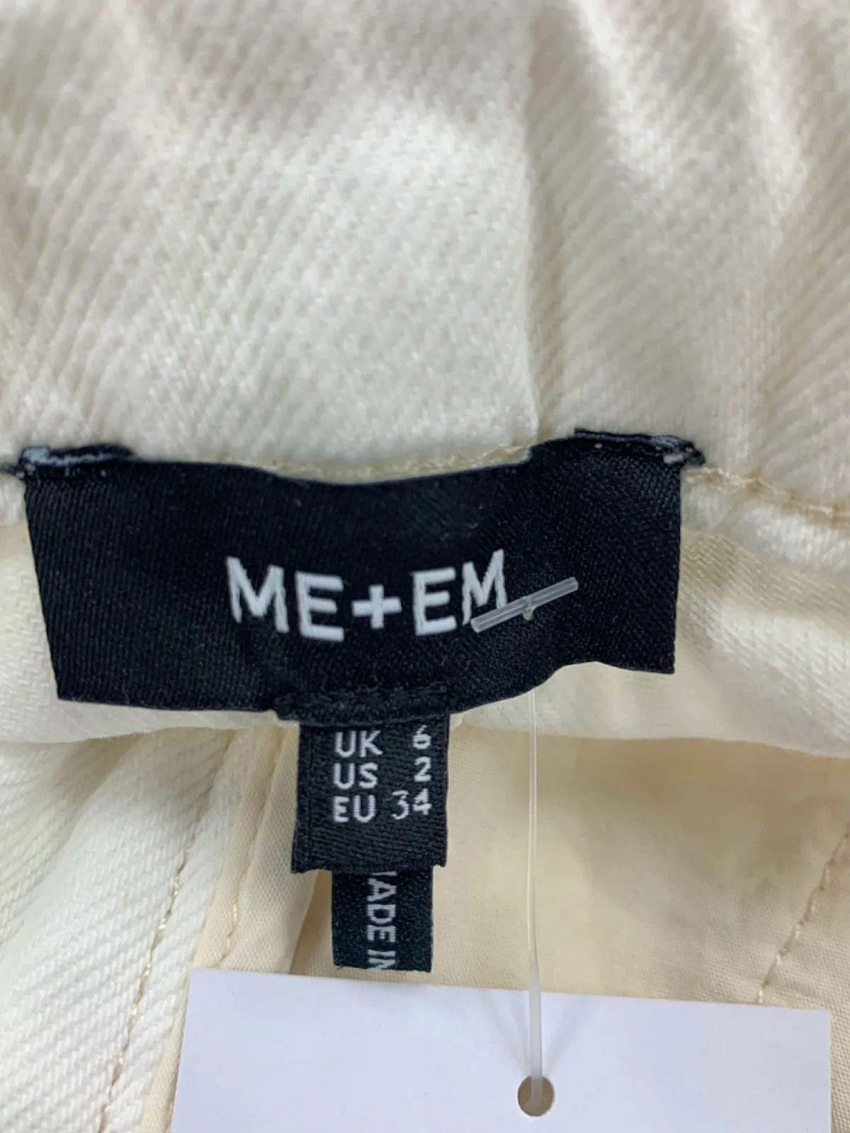 ME   EM White Contrast Cotton Wide-Leg Jeans UK 6