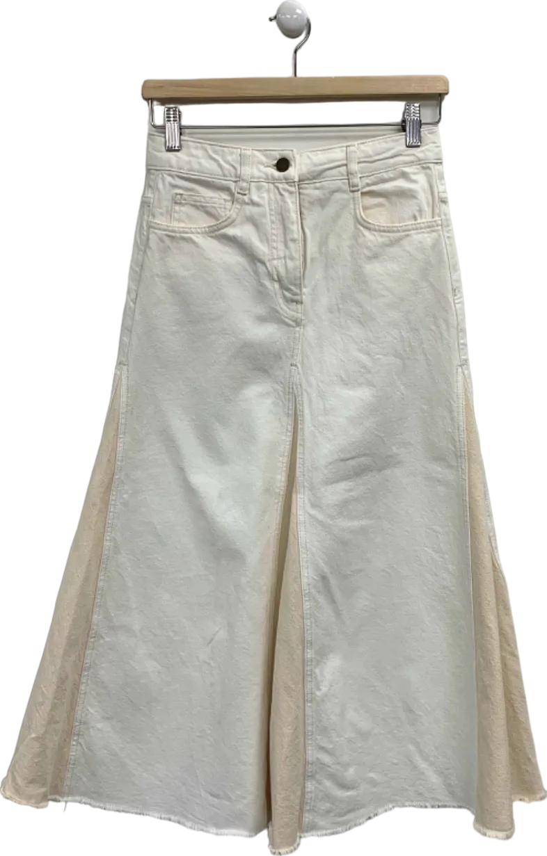 ME   EM White Contrast Cotton Wide-Leg Jeans UK 6