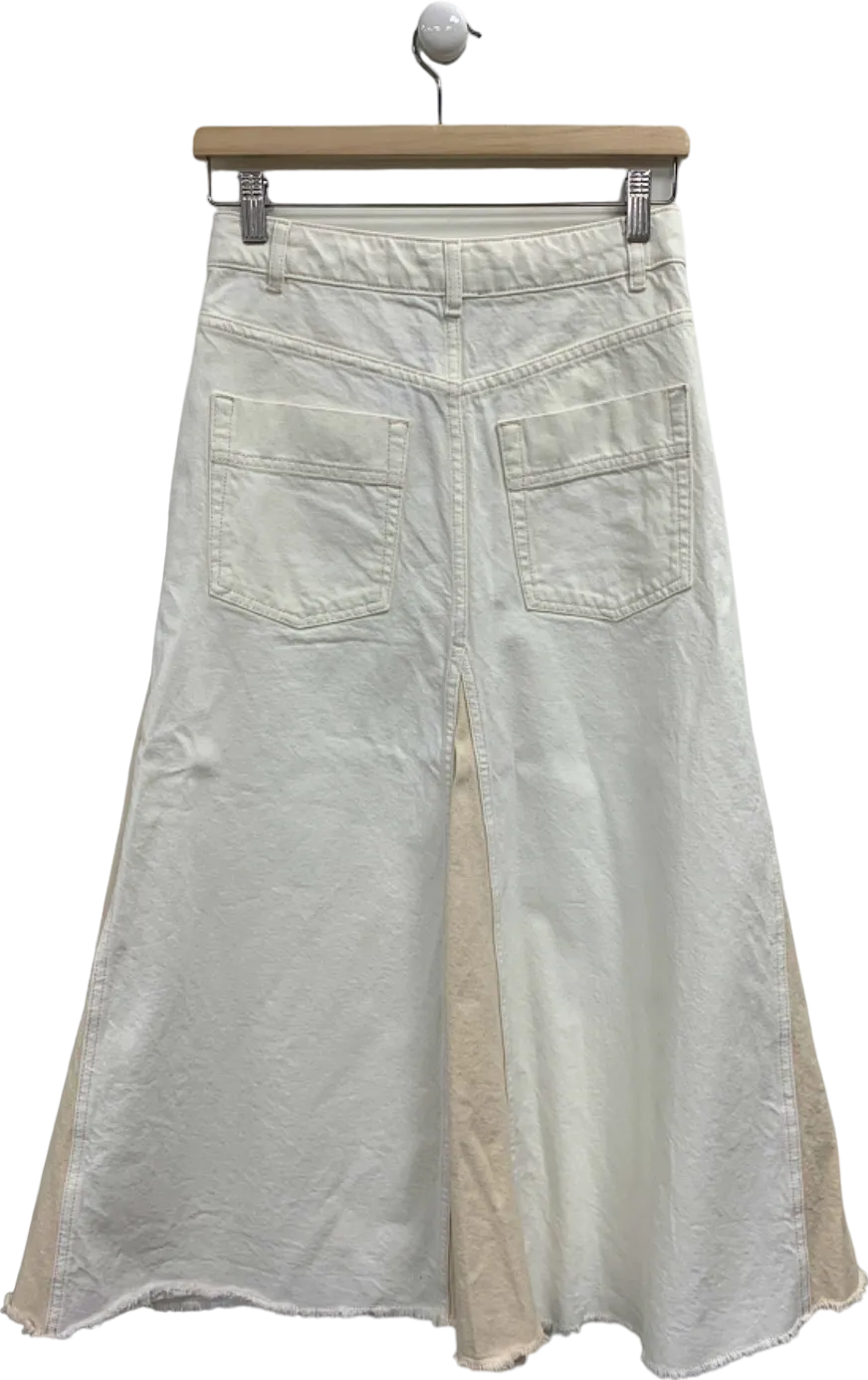 ME   EM White Contrast Cotton Wide-Leg Jeans UK 6