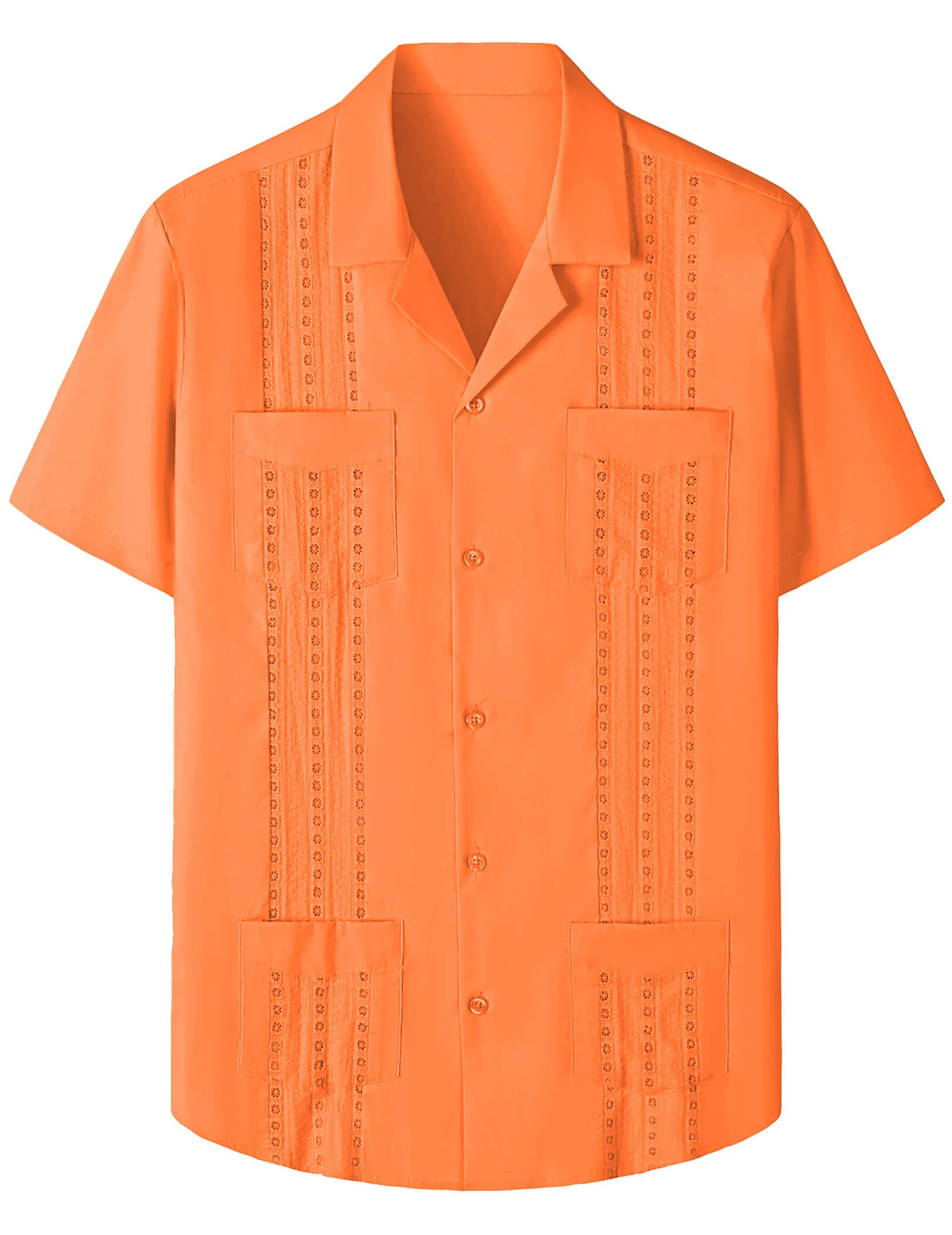 Men's Guayabera Cuban Summer Casual Button Beach Short Sleeve Shirt