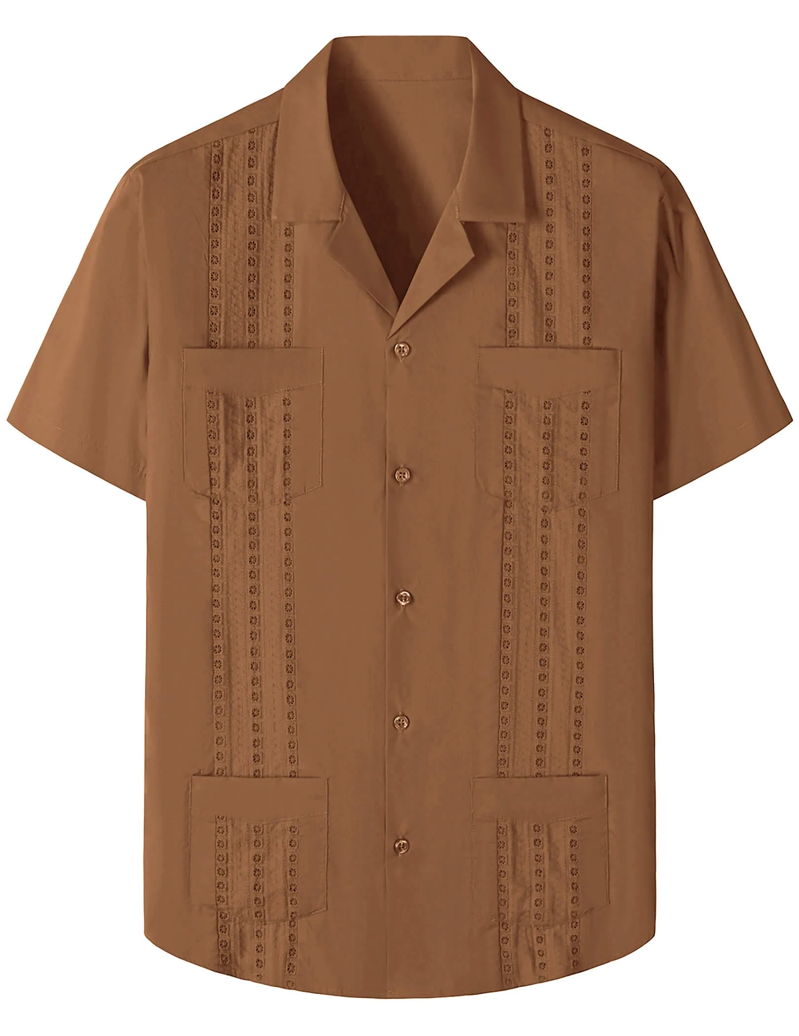 Men's Guayabera Cuban Summer Casual Button Beach Short Sleeve Shirt