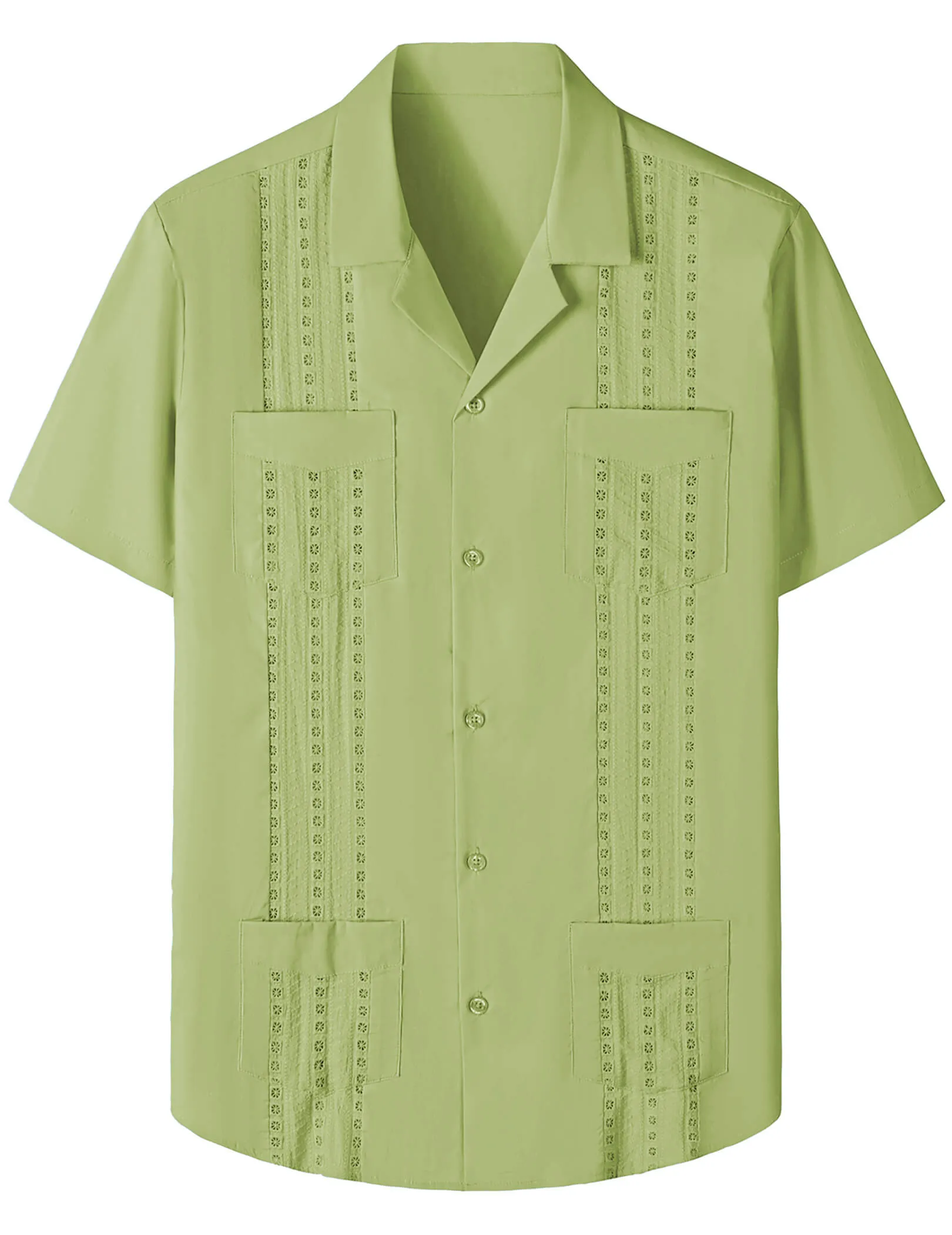 Men's Guayabera Cuban Summer Casual Button Beach Short Sleeve Shirt