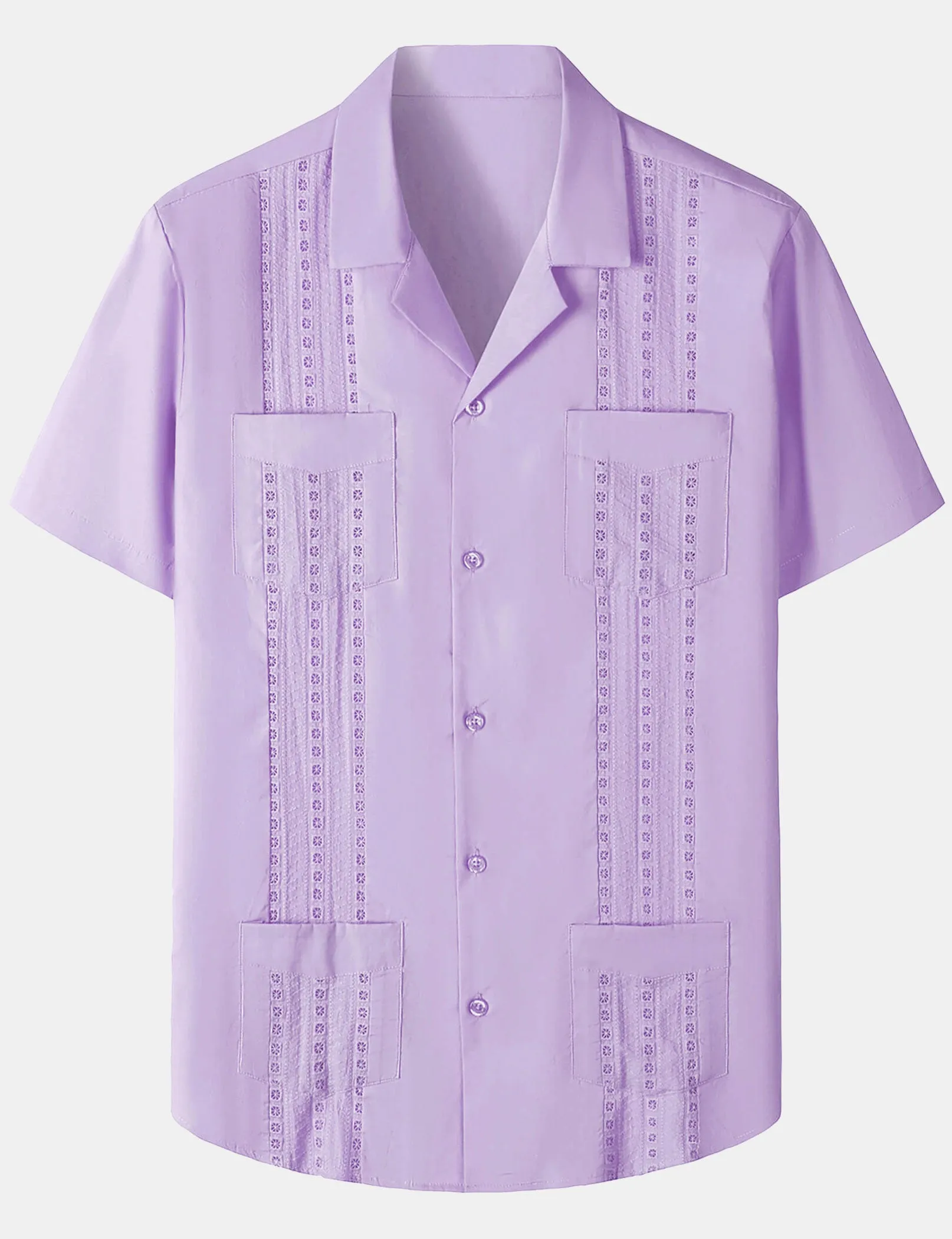 Men's Guayabera Cuban Summer Casual Button Beach Short Sleeve Shirt