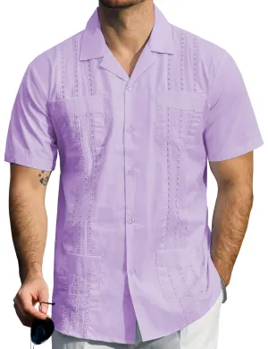 Men's Guayabera Cuban Summer Casual Button Beach Short Sleeve Shirt