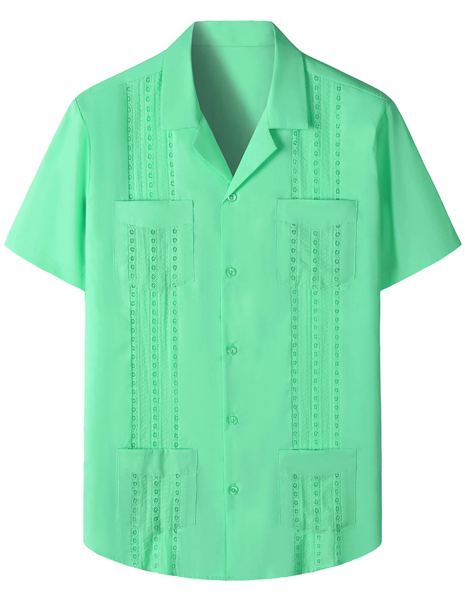 Men's Guayabera Cuban Summer Casual Button Beach Short Sleeve Shirt