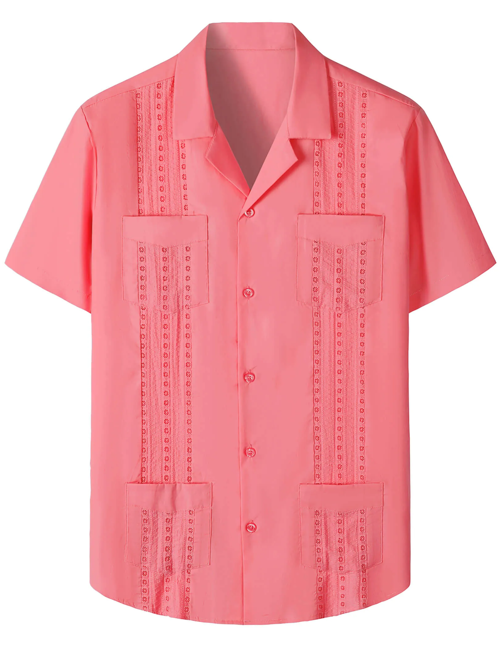 Men's Guayabera Cuban Summer Casual Button Beach Short Sleeve Shirt