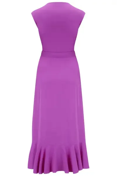 Midaxi Wrap Beach Dress In Ultraviolet - Pour Moi