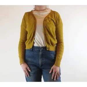 Miranda Murphy mustard 100% cotton knit cardigan size M (best fits size 12)