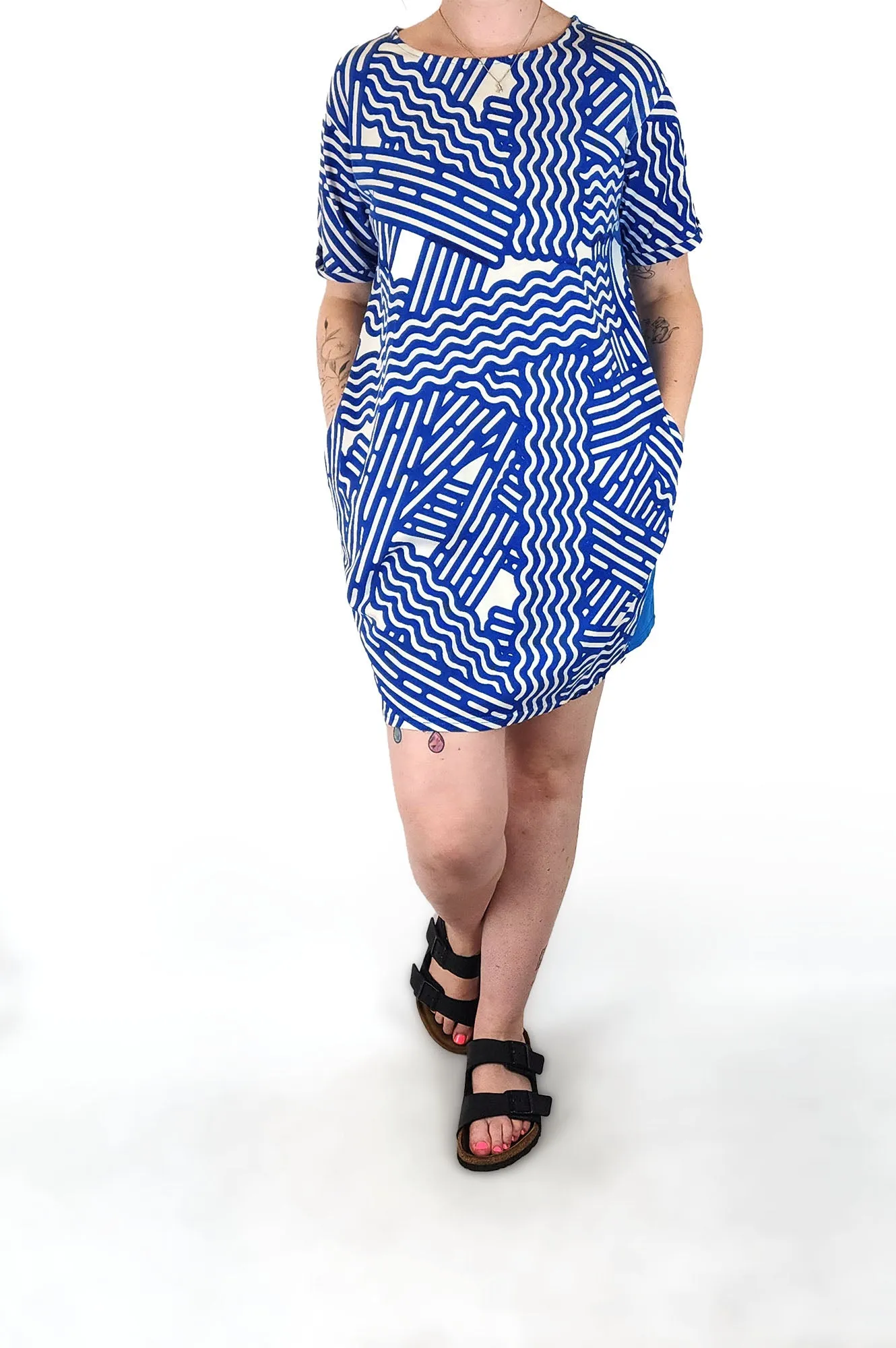 Monolog blue cotton dress size L, best fits 12-14