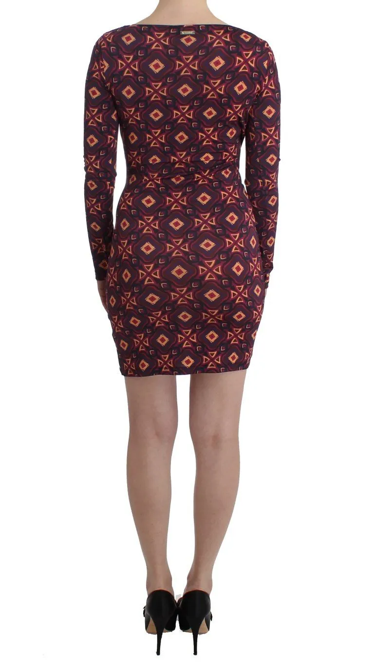 Multicolor Longsleeved Viscose Shift Dress
