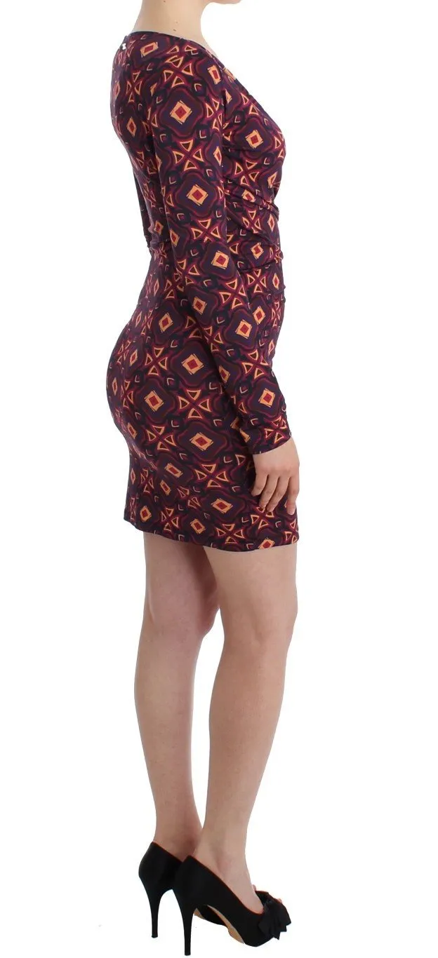 Multicolor Longsleeved Viscose Shift Dress