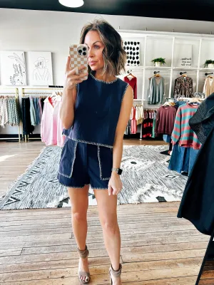 Mykonos Whipstitch Sleeveless Top & Shorts Set