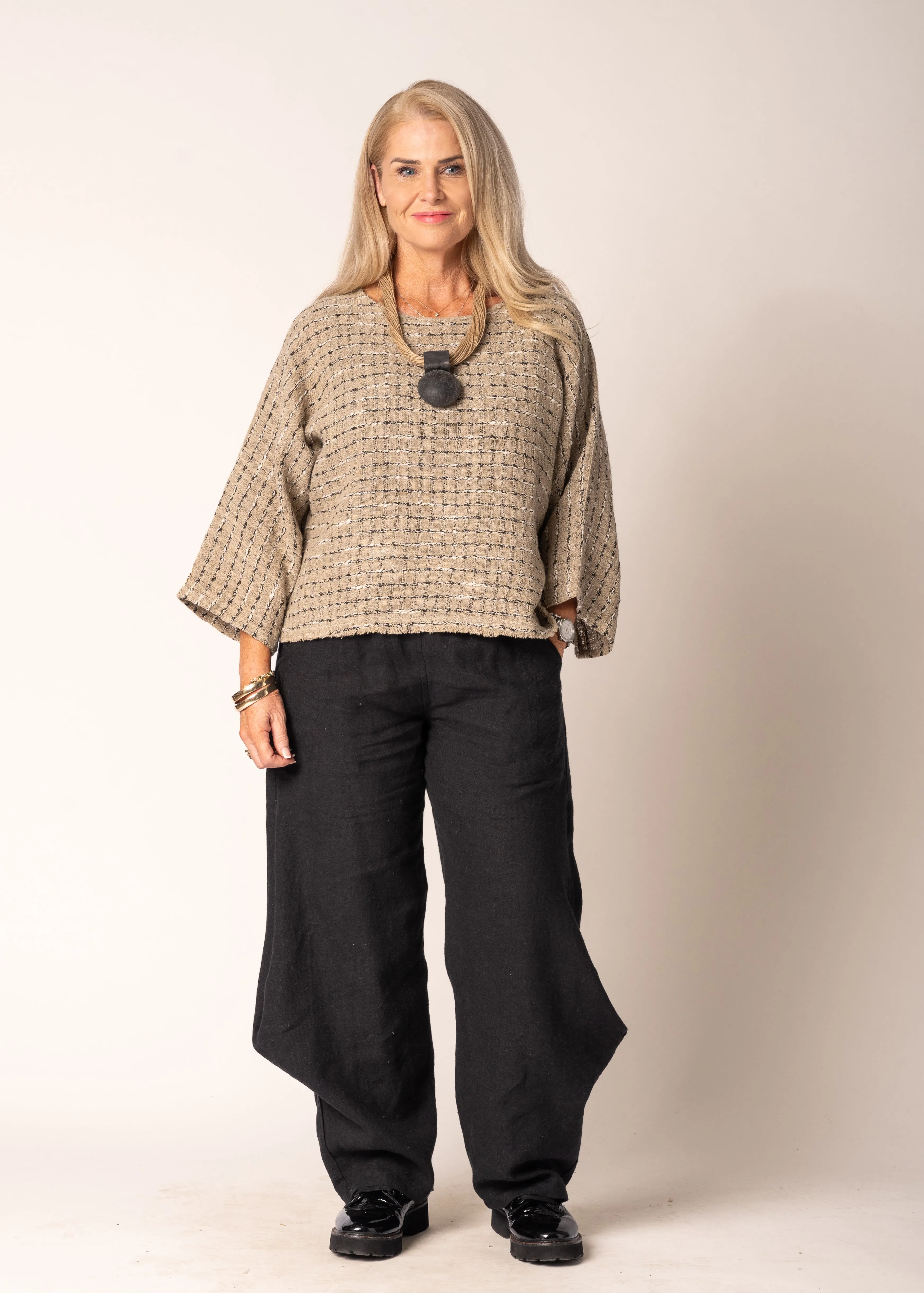 Naida Linen Top in Latte