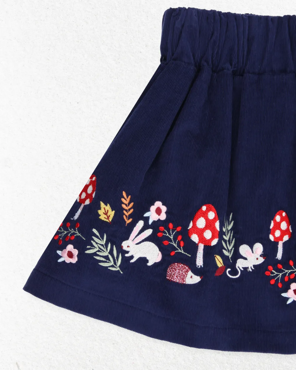 Navy Woodland Animal Embroidered Skirt