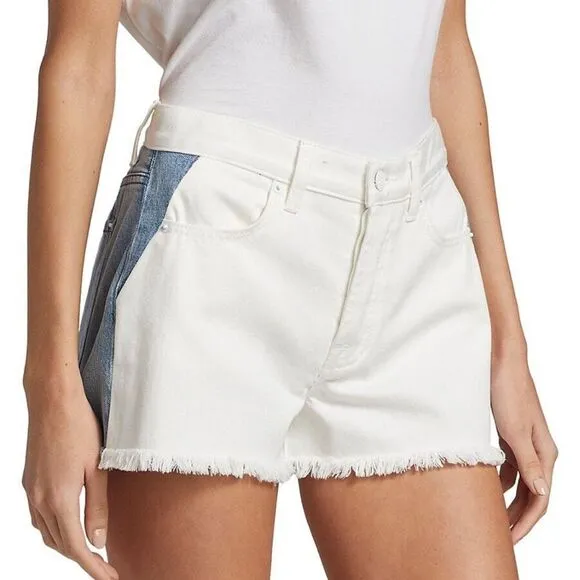 NEW 7 FOR ALL MANKINDMonroe Colorblock Cut Off Denim Shorts