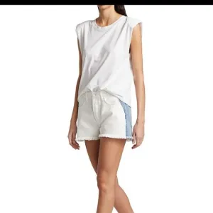 NEW 7 FOR ALL MANKINDMonroe Colorblock Cut Off Denim Shorts