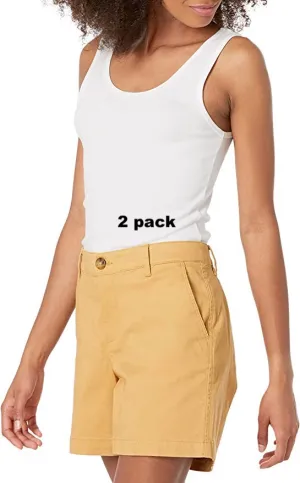 New Amazon Essentials Women's 2-Pack Slim-Fit Tanks, White, Sz S!