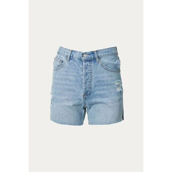 NEW BY TOGETHER cutoff high-rise denim short in light blue