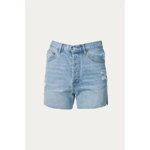 NEW BY TOGETHER cutoff high-rise denim short in light blue