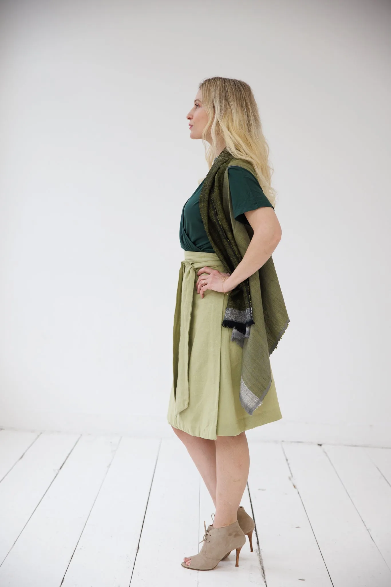 NEW! Cotton Hemp Wrap Skirt Olive