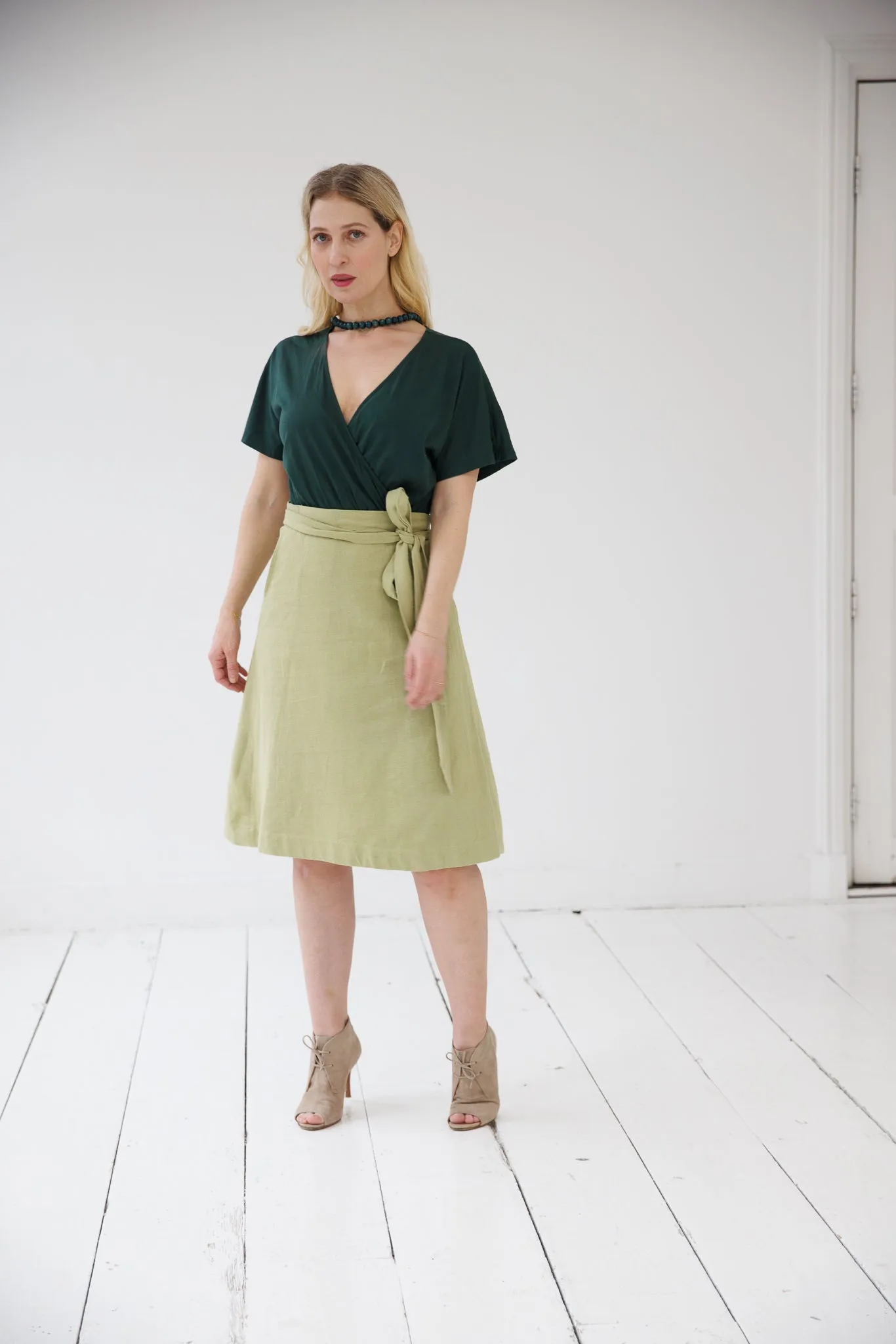 NEW! Cotton Hemp Wrap Skirt Olive