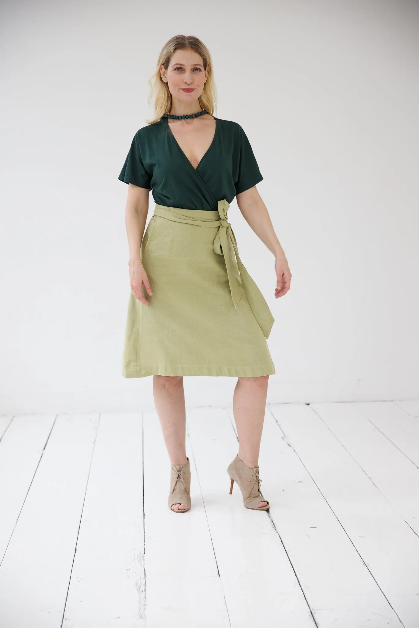 NEW! Cotton Hemp Wrap Skirt Olive