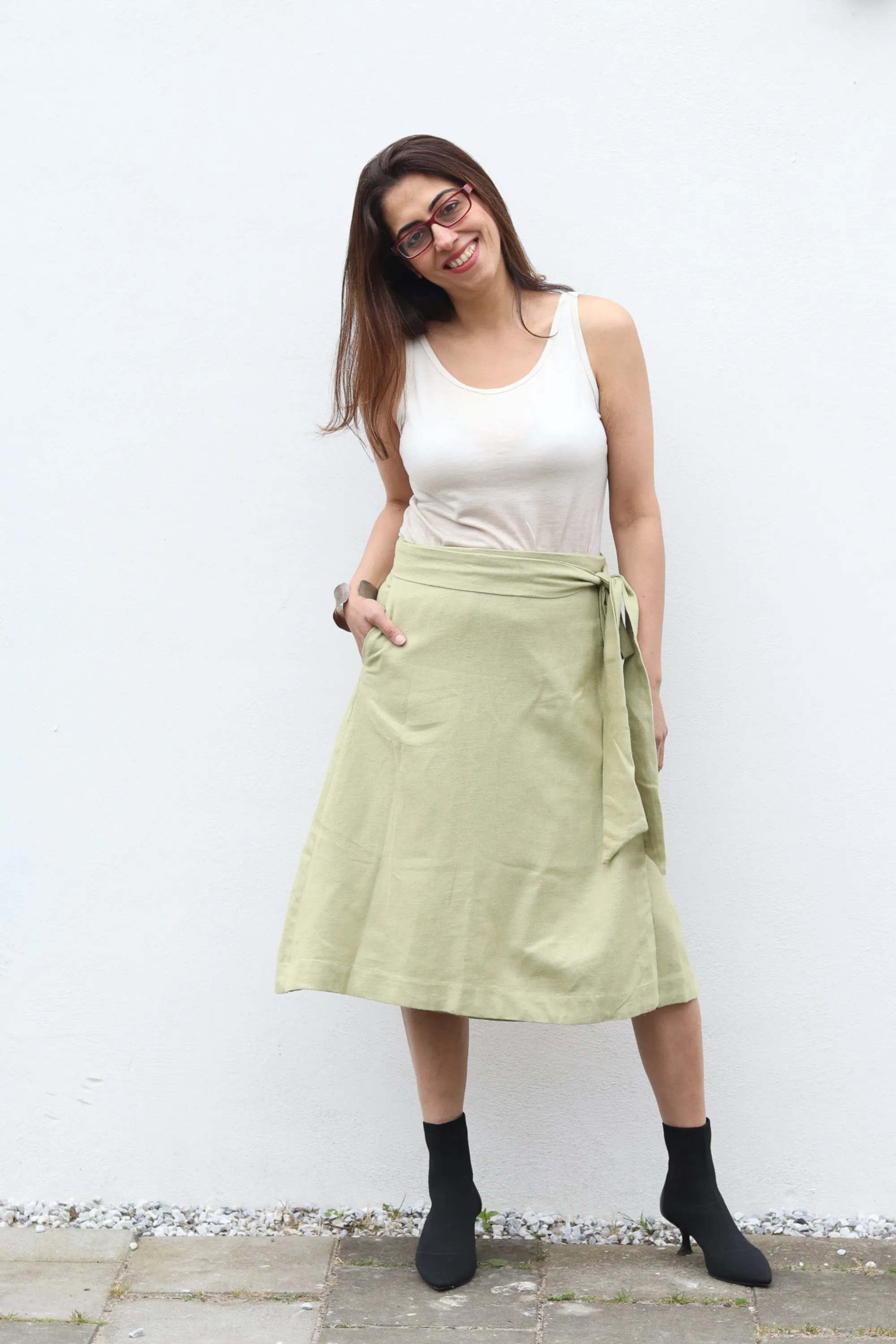 NEW! Cotton Hemp Wrap Skirt Olive