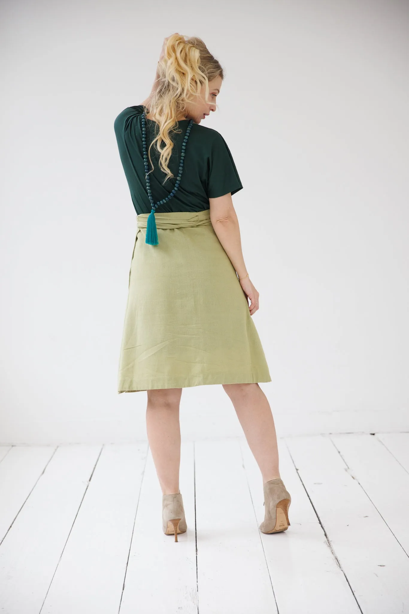 NEW! Cotton Hemp Wrap Skirt Olive