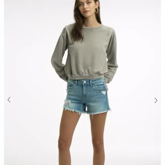 New Joes Frayed Bermuda Jean Shorts