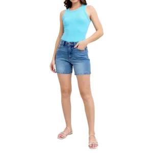 NEW Judy Blue Full Size 2 Button Denim Shorts with Pockets Spring Summer