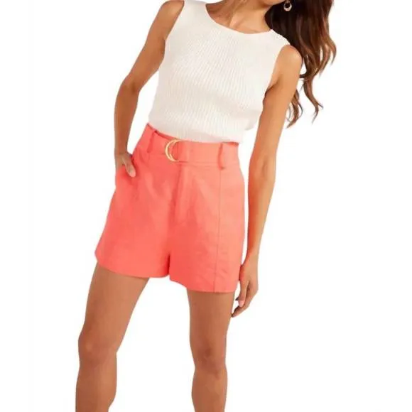 NEW MINKPINK lila linen shorts in pink