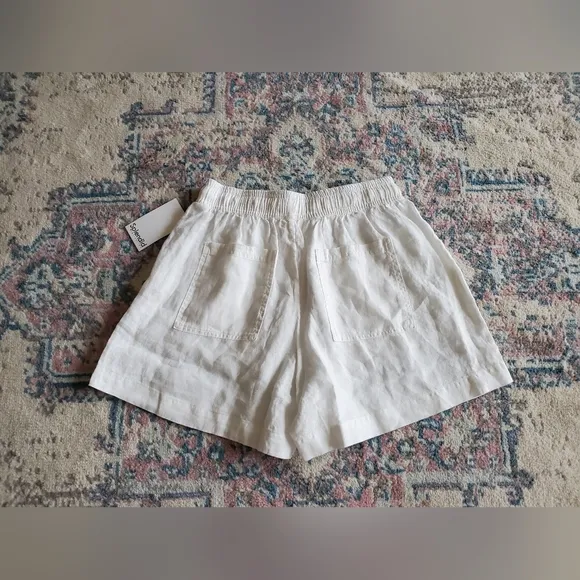 New Splendid Becka 100% Linen Shorts In White Classic Boho Summer Size S Beach