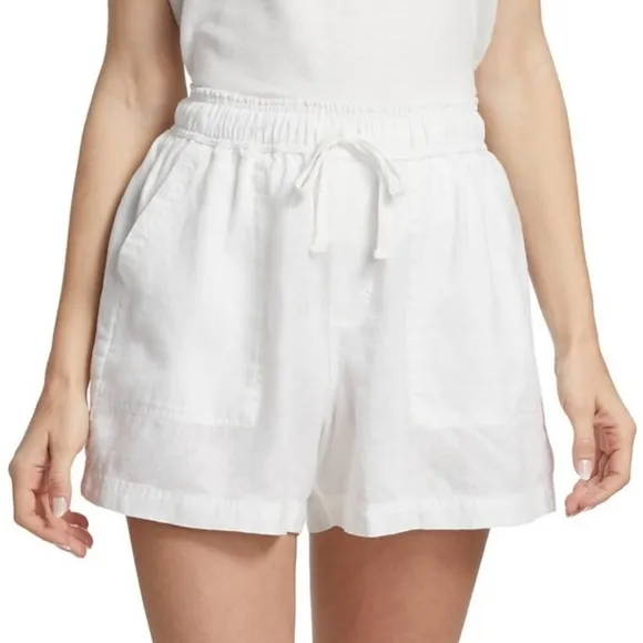 New Splendid Becka 100% Linen Shorts In White Classic Boho Summer Size S Beach