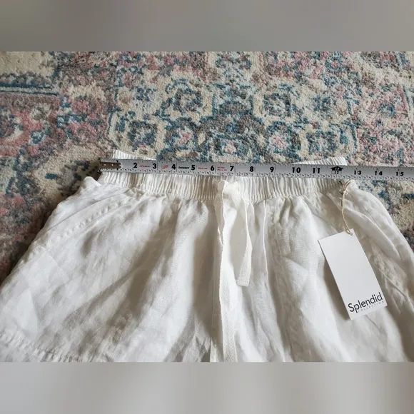 New Splendid Becka 100% Linen Shorts In White Classic Boho Summer Size S Beach
