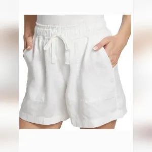 New Splendid Becka 100% Linen Shorts In White Classic Boho Summer Size S Beach