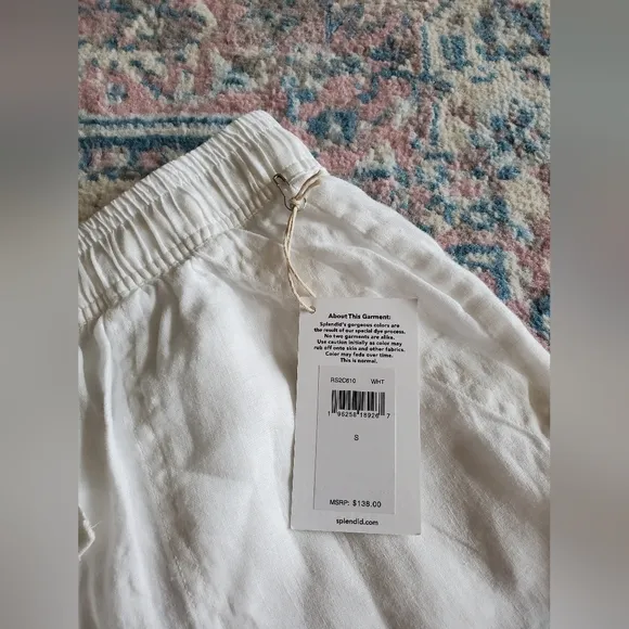 New Splendid Becka 100% Linen Shorts In White Classic Boho Summer Size S Beach