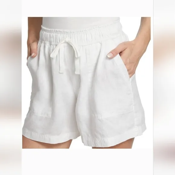 New Splendid Becka 100% Linen Shorts In White Classic Boho Summer Size S Beach