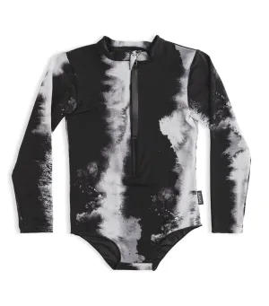 nununu - Long Sleeve Tie Dye Swimsuit - Black