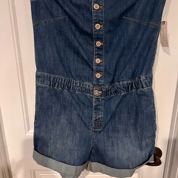 NWT $128 Anthropologie Pilcaro denim romper medium