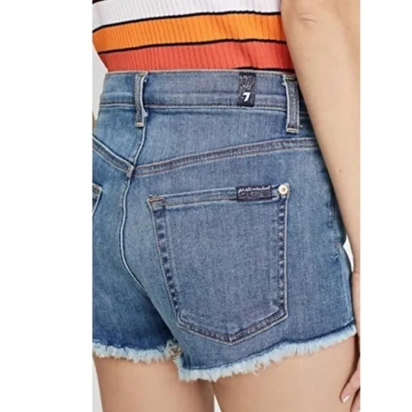 NWT 7‎ For All Mankind high waist Denim Shorts 25